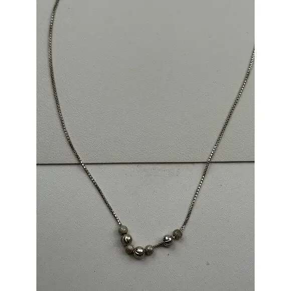 Ball Bead Centers Sterling Silver Box Chain Necklace 15-7/8 & Bracelet 7" Italy - Picture 14 of 16